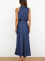 Robe longue décontractée élégante pour femme, sans bretelles, unie, douce, chic, respirante, style vintage, pour l'été