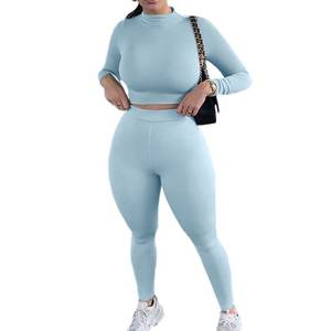 Conjuntos de entrenamiento de cintura media sólidos hechos a medida de alta calidad para mujer, traje de Yoga sin costuras, chándal, mallas de Yoga, conjunto de gimnasio - Product Image 5