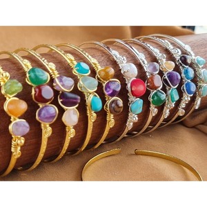 Gold and Silver Plated Fashion Beaded <b>Bracelet</b> with Colorful <b>Gemstones</b> for Resale Appeal - Product Image 1