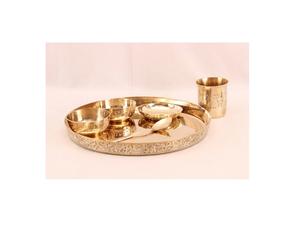 luxury Design copper stainless steel bronze thali <b>set</b> for serving dinnerware hotel classic design at wholesale price from India - Product Image 4