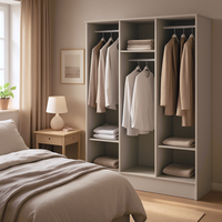 Armoire contemporaine en bois au design moderne, avec panneaux, rangement multi-niveaux, grande capacité, pour chambre à coucher, hôtel