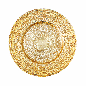 Assiette chargeur couleur or Vaisselle de restaurant Assiette chargeur alimentaire forme ronde Assiette chargeur alimentaire de haute qualité à prix raisonnable - Product Image 1