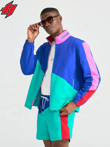 Offre Spéciale Survêtement en polyester pour hommes avec logo personnalisé coupe-vent à blocs de couleurs et 2 shorts Impression personnalisée Grande taille - Product Image 6