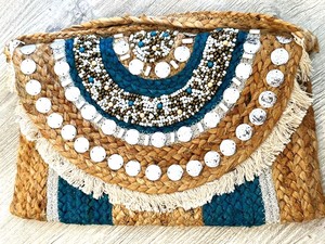 Sac à main d'embrayage pour femmes de haute qualité avec pompon et fleur blanche de l'Inde pour la mode à la mode au prix de gros - Product Image 3