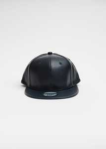 Sombrero de Hip Hop para hombre, versátil, de cuero negro, de ala plana, gorra de moda, diseña tu propia gorra Snapback lisa de 6 paneles - Product Image 3