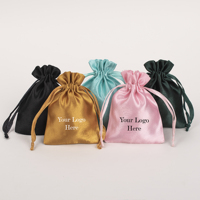 Pochette à bijoux rectangulaire légère et durable en satin, faite à la main en Inde, avec cordon de serrage, logo personnalisé, multicolore