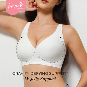 Soutien-gorge sans couture à dos en U, sans armatures, respirant, fin, à larges bretelles, push-up, grande taille, pour femmes - Product Image 2