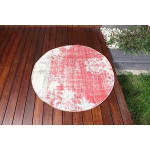 Alfombra Turca Vintage de 3.2x3.3 pies, Alfombra Abstracta Roja - Product Image 1