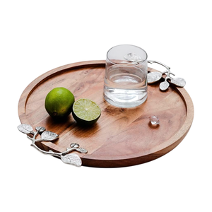 Bandeja cuadrada de madera con mango de oro fuerte de artículos más vendidos de hotel para catering bandeja de servicio de aperitivos de postre de comida sólida personalizada - Product Image 3