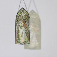 Atrapasol de Vitral Art Deco Personalizable - Impresionante Diseño de Ventana de Iglesia de 6 Pulgadas (15,24 cm) que Radiante Belleza con la Luz Solar para un Estilo Único