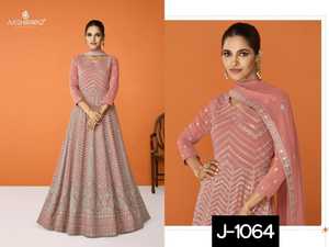 Vêtements ethniques indiens Faux Georgette lourde avec broderie et séquence avec fil de coton Robes de travail Anarkali pour vêtements de mariage - Product Image 5