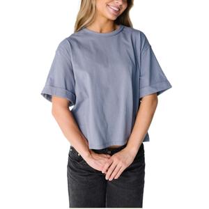 Camisetas informales holgadas de verano para mujer, camisetas 100% de algodón con cuello redondo, camisetas de manga corta de Color sólido, Material de Jersey suave - Product Image 3