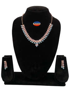 Collier vintage en acier inoxydable et boucles d'oreilles, ensemble de bijoux pour femmes, diamants, haute qualité, cadeau, fête et fiançailles - Product Image 2