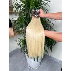 Extensions de cheveux naturels blond platine I-Tip Micro Link, trame simple, cheveux Remy vietnamiens, double trame aux pointes, avec bandes adhésives - Product Image 6