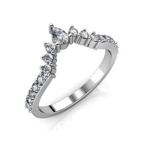 Bague de mariage en diamant cultivé en laboratoire en or 10 carats bague de fiançailles en forme de V avec diamant taille poire bijoux sans conflit - Product Image 1