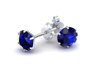 Boucles d'oreilles REYES au design élégant, saphir bleu rond de 2,6 carats, pour femmes, solitaire, argent sterling 925, bijoux en moissanite - Product Image 5