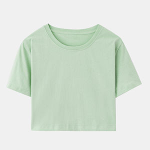 Tops courts personnalisés en coton/fibre de bambou pour femmes, coupe ajustée, style streetwear, t-shirts courts imprimés en relief, décontractés, été, séchage rapide - Product Image 6