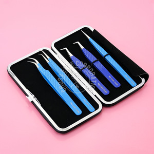 Pinzas para pestañas con punta de fibra con logotipo personalizado, pinzas para pestañas, pinzas de aislamiento curvas y rectas, herramienta ligera con punta en ángulo de 90 grados - Product Image 6