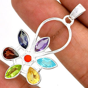 Colgante curativo de piedra natal natural de Plata de Ley 925 al por mayor ajuste multipunta ajuste multipiedra lindo ajuste multipunta lindo - Product Image 3