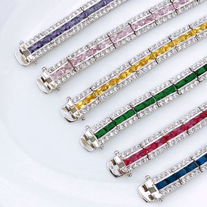 Cubic Zirconia Luxury <b>Bracelet</b> , Fashion Trendy CZ <b>Bracelet</b> , Jewelry <b>for</b> Women <b>Men</b> Kids . Copper Brass <b>Silver</b> Party Prom - Product Image 2