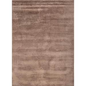 Azalea Beige <b>Brown</b> Hand Knotted <b>Wool</b> Bamboo Silk Rug Geometric Abstract Pattern for Home Hallway Rectangle Shape Aiwb-3061 10mm - Product Image 1