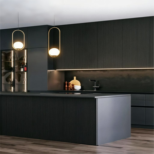 Set Moderno Nero Compatto per Appartamenti: <span class=keywords><strong>Suite</strong></span> di Mobili da Cucina Salvaspazio con Bar per Colazione - Product Image 6