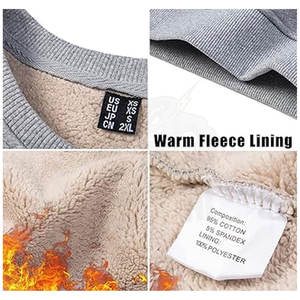 <b>Mens</b> 100% Cotton <b>Sherpa</b> Lined Sweatshirts <b>Fleece</b> Pullover Basic Tops Warm Crewneck Winter Sweatshirt Customizable Cold Weather - Product Image 3