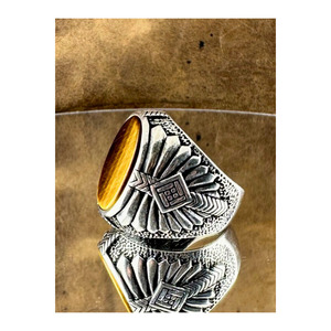 Anello da uomo in argento con pietra occhio di tigre, pietra naturale, modello vintage dal design speciale - Product Image 2