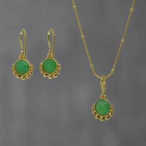 Maravillosa belleza corte redondo verde crisoprasa piedra preciosa hecha a mano 925 joyería de ley al por mayor collar con colgante de moda - Product Image 2