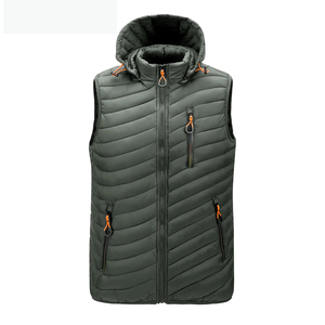 Veste à capuche légère en coton rempli d'automne isolée, respirante et écologique pour hommes, veste chaude sans manches, décontractée pour l'extérieur - Product Image 5