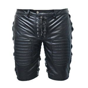Mens Real Leather Cargo Shorts Club Wear Shorts High Quality Men Wear Leather Shorts Summer Autumn Customized Plain Dyed Adults - Product Image 1