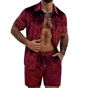 Faible MOQ, Personnalisé, Nouvelle Collection Été 2026, Ensemble court décontracté pour femme en velours, T-shirt et short en velours pour homme, grandes tailles - Product Image 1