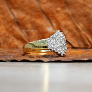 1,0 CTW Round Lab Grown Diamond Illusion Set Anillo de compromiso en oro amarillo Regalo de aniversario para sus anillos de diamantes CVD personalizados - Product Image 4