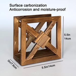 Wooden Napkin Holder for Table Vertical Napkin Holders for Kitchen Anti-slip <b>Rubber</b> Feet Carbonized Pattern Upright Wood - Product Image 4