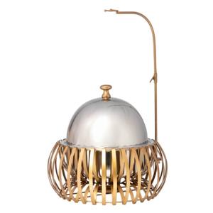 Plat de service rond en acier inoxydable de qualité supérieure au design moderne, doré, pour buffet, réchaud alimentaire pour mariage, fête et fournitures de restauration hôtelière - Product Image 1