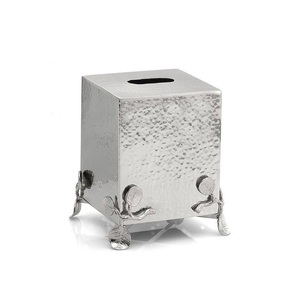 Boîte à mouchoirs en métal noir de style classique avec finition antique, de forme personnalisée, pour centre de table décoratif à prix bas - Product Image 4