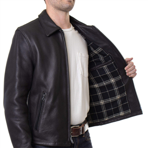 Veste de moto en cuir véritable Meilleur prix pour hommes Veste de moto teinte unie Vente en ligne Vestes de moto à col montant pour hommes - Product Image 3