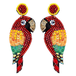 Pendientes de Loro Bordados a Mano con Cuentas, con un Toque de Lujo, Última Moda de la India - Product Image 1