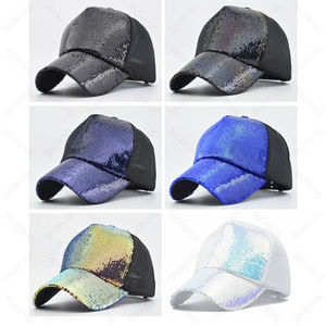 Moda logotipo personalizado 5 paneles gorra de béisbol bordado lentejuelas Snapback algodón malla Tucker sombreros para Mujeres Hombres de alta calidad - Product Image 2