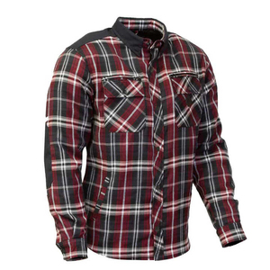 D-Ride Moto เสื้อกีฬาลายสก็อตติดกระดุมสีแดงน้ำเงินพร้อมชุดเกราะ D3O สำหรับผู้ชาย - Product Image 2