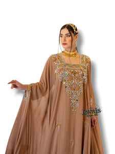 Caftán Abaya de Gasa Elegante y Modesto para Bodas Islámicas, Estilo Recto, Largo hasta el Suelo, para Fiestas, Ecológico, con Cuentas y Mangas Largas - Product Image 3