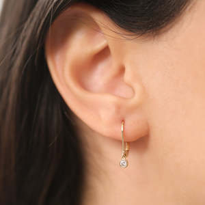 Earrings Gold Jewelry Direct by Indian for Women Solid Gold CLASSIC Lever Back Round Bezel Setting Lab Grown <b>Diamond</b> Earrings - Product Image 4