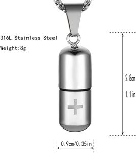 Collier d'urne en argent pour cendres souvenir bijoux de crémation pour collier de pilules de Capsule humaine urne commémorative pour cendres taille personnalisée - Product Image 2