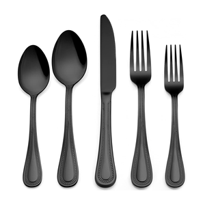 Cuchara de postre negra de acero con espejo pulido mate Mango exclusivo 5 piezas Mejor diseñador Artesanía Venta caliente Venta - Product Image 6