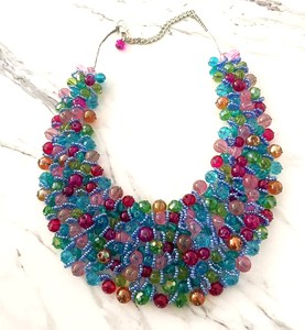 Collar de Lujo para Niños, Bufanda, Gargantilla, Hecho a Mano, Estilo Vintage, Étnico, Bohemio, con Cuentas de Resina de Cristal Multicolor - Product Image 4