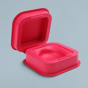 Đỏ lật Top hộp đồ trang sức bán buôn đúc bột giấy với kết cấu da kết thúc compostable quà tặng bao bì - Product Image 2