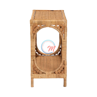 Table basse en rotin tressé spirale bohème artisanale, moderne, unique, multifonctionnelle, écologique et durable pour l'entrée
