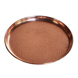 Plato de Servir Clásico Ecológico de Forma Redondeada, Diseño en Color Cobre Altamente Brillante de Saniya Handicraft - Product Image 4