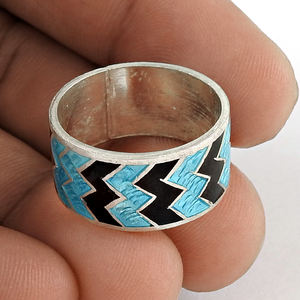 แหวนโบฮีเมียนทรงกลมเคลือบสีเงินสเตอร์ลิง925ดูมีสไตล์เครื่องประดับออกแบบตามต้องการผู้ผลิตขายส่งจากอินเดีย - Product Image 1