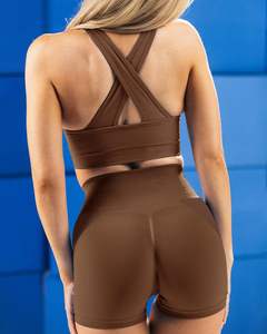 Short d'entraînement sans couture grande taille pour femme, taille haute, froissé, Yoga, Gym, tissu satiné respirant - Product Image 6